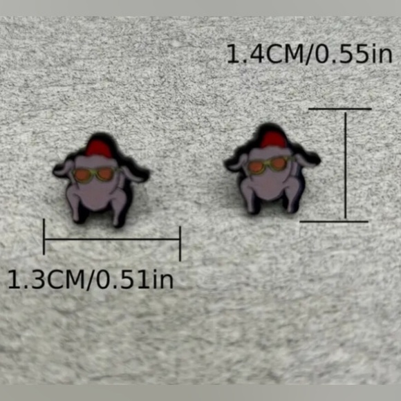 NWT FRIENDS Turkey with sunglasses thanksgiving stud earrings. - Picture 3 of 3